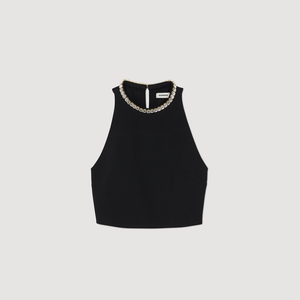 Sandro Rhinestone Crop Tank - Picture 2 of 5